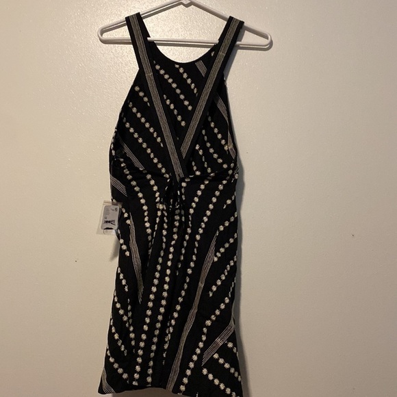 Free People Juni Mini Dress Black White Floral Embroidery open back dress M - Picture 10 of 13